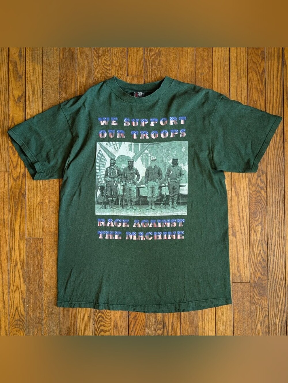 Vintage 90s Rage Against The Machine RATM Support Our Troops Shirt Giant